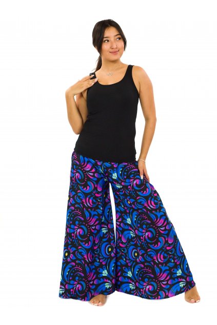 Kalhotová sukně Keira - černá s růžovou a modrou