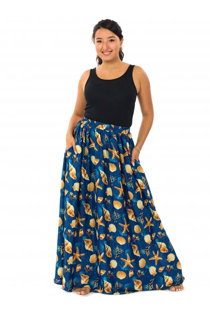 Maxi sukně s kapsami Sea - modrá