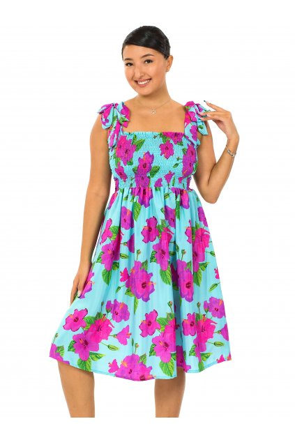 Šaty-sukně 2v1 Nila Ibišek - tyrkysová s růžovou