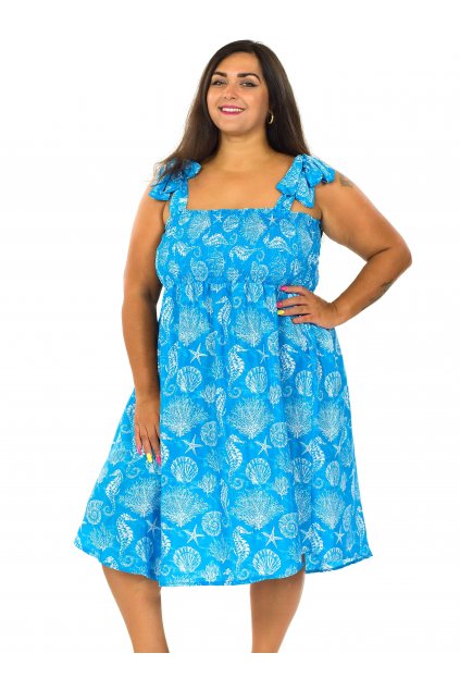 Šaty-sukně 2v1 Nila Mušle - modrá s bílou
