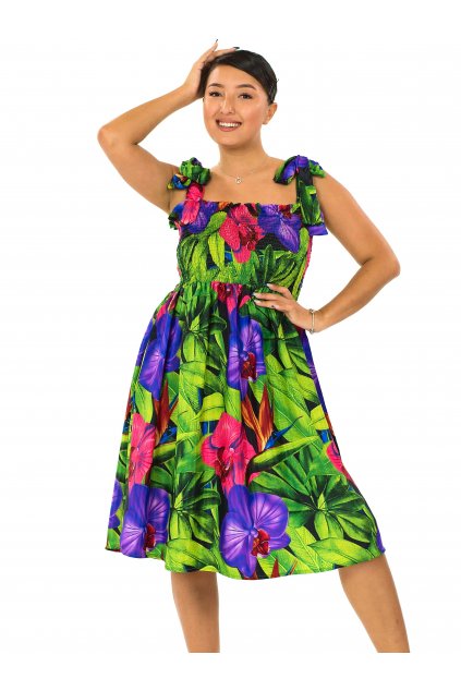 Šaty-sukně 2v1 Nila Orchidea - zelená s fialovou