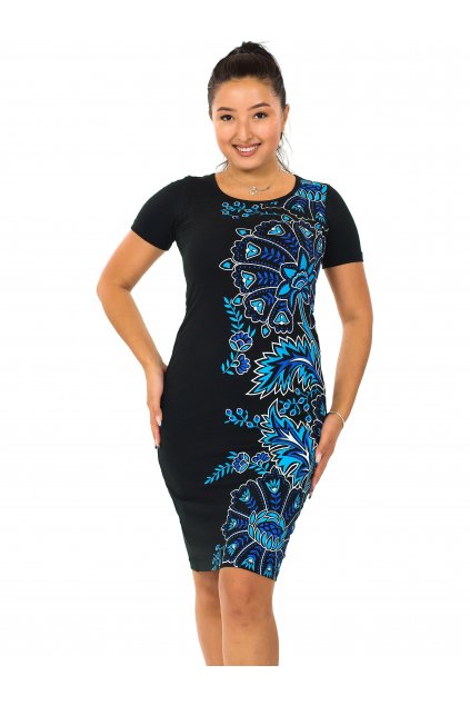 Šaty Thiena - černá s modrou