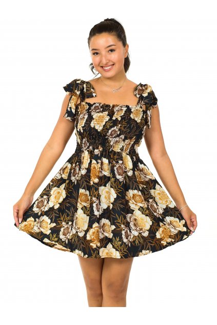 Mini šaty-sukně 2v1 Ezra Růže - černá se zlatou a bílou