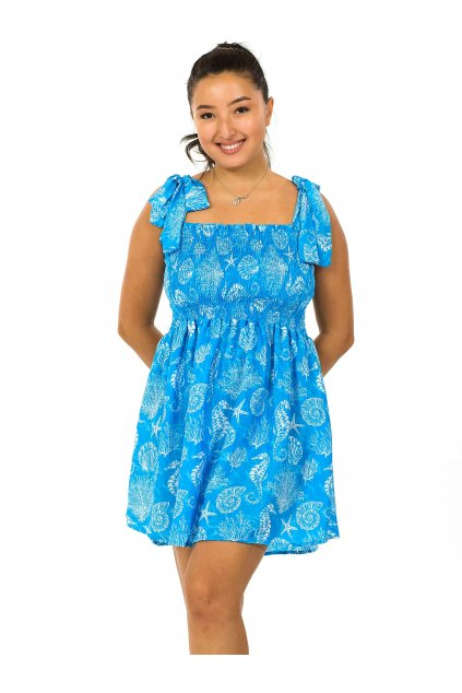 Mini šaty-sukně 2v1 Ezra Mušle - modrá s bílou