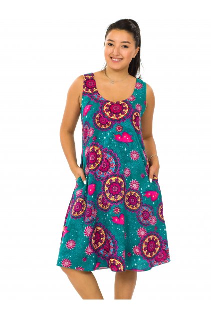 Šaty s kapsami Ava Rosita - tyrkysová s růžovou