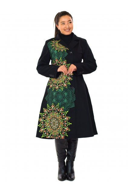 Podzimní/zimní kabát Princess - černý se zelenou