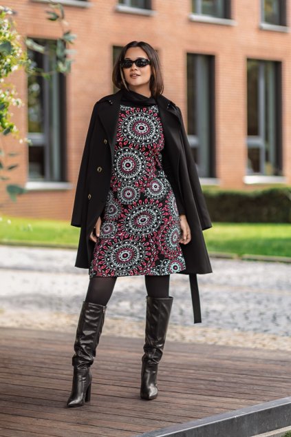 Šaty s rolákem Leyla černá s červenou (1)