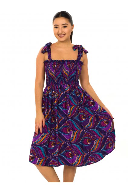 Šaty-sukně 2v1 Nila Peacock - fialové s barvami