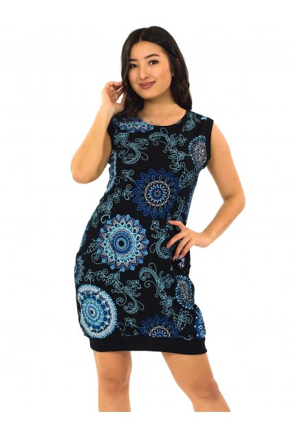 Balonové šaty Karina - černá s modrou