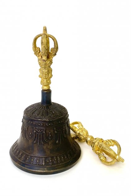 Tibetský rituální zvonek Dilbu a dordže - zdobené