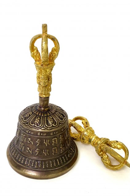 Tibetský rituální zvonek Dilbu a dordže - zdobené