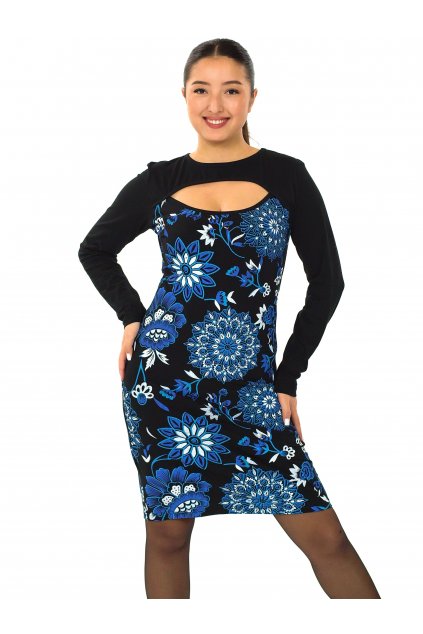 Šaty s dlouhým rukávem Kirpa - černá s modrou