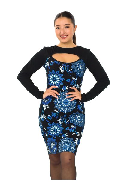 Šaty s dlouhým rukávem Kirpa - černá s modrou