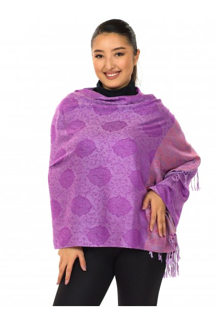 Šátek pašmína Nepal - fialová