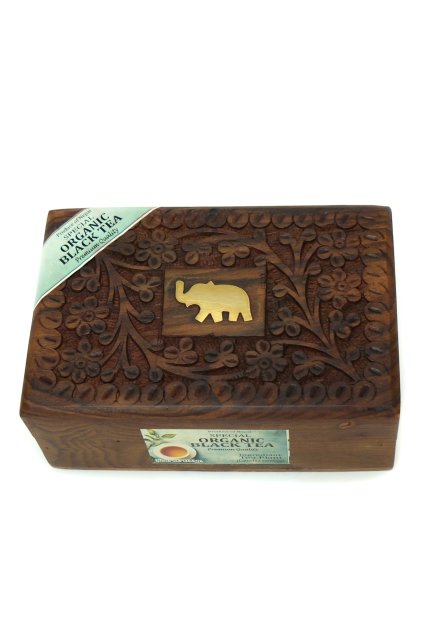 Organic černý čaj Illam ve velké dřevěné krabičce