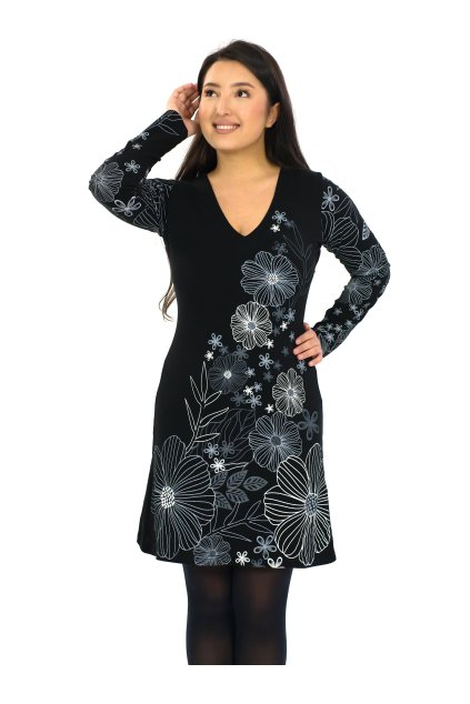 Šaty Jasmine černá s bílou