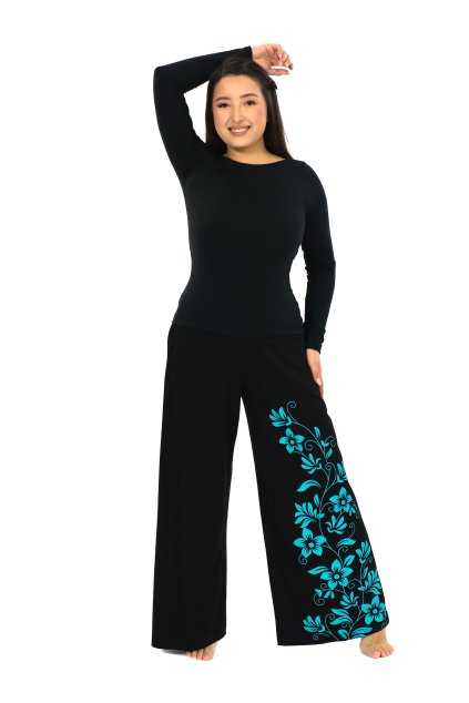 Kalhoty Eniya černá s tyrkysovou (7)