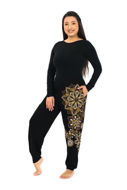 Kalhoty Tanisha černá s béžovou (5)