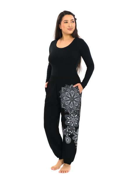 Kalhoty Tanisha černá s bílou (3)