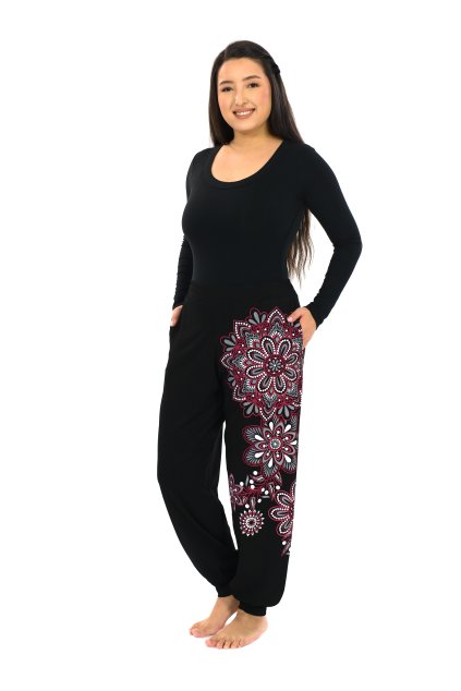 Kalhoty Tanisha černá s červenou (2)