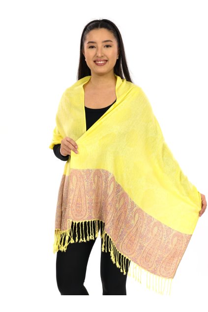 Šátek pašmína Nepal - žlutá