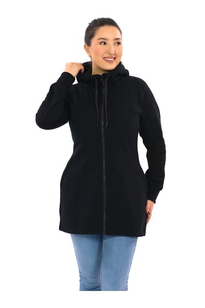 Hřejivá mikina na zip s kapucí Plain Lila - černá