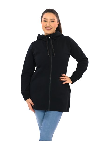 Hřejivá mikina na zip s kapucí Plain Lila - černá