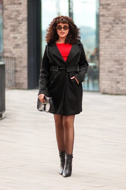 Kabát Nisha černá Šaty Plain Tilly červená2