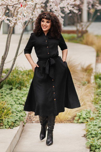 Košilové šaty Plain Shilpa černá (1)4