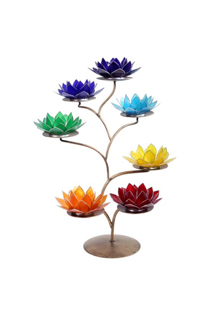 Lotosový strom/svícen 7 čaker - Zlatý