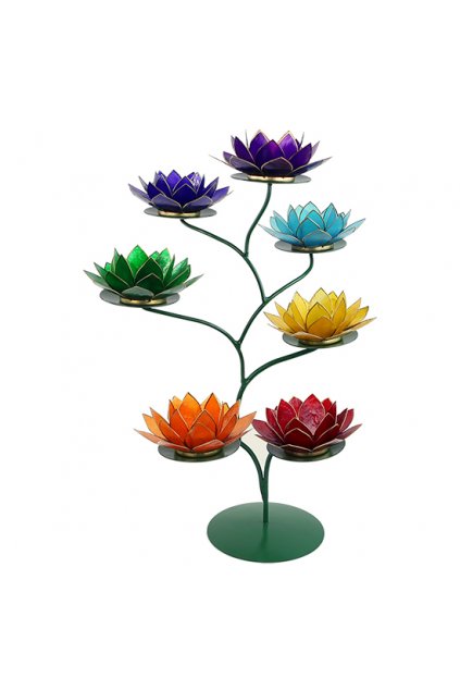 Lotosový strom/svícen 7 čaker - Green