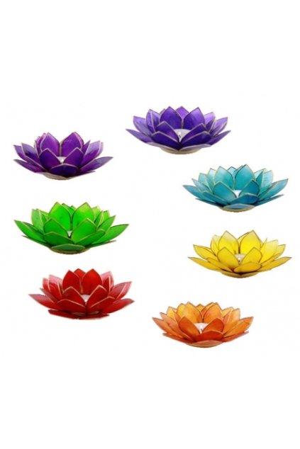 Lotosový svícen - 7. čaker - 7 kusů - zlatý okraj