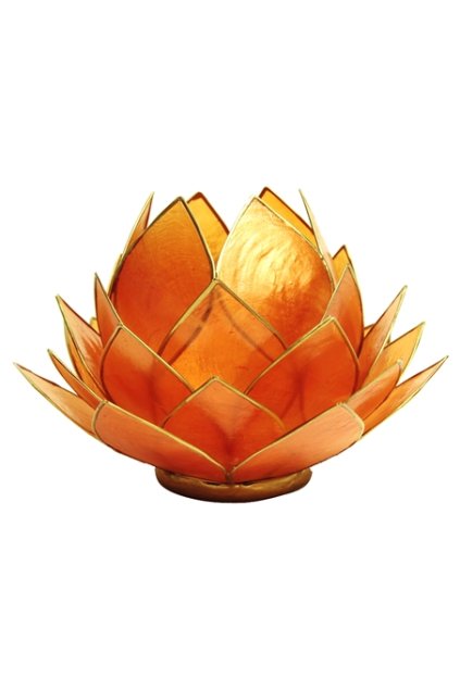Lotosový svícen - oranžovo-zlatý - velký