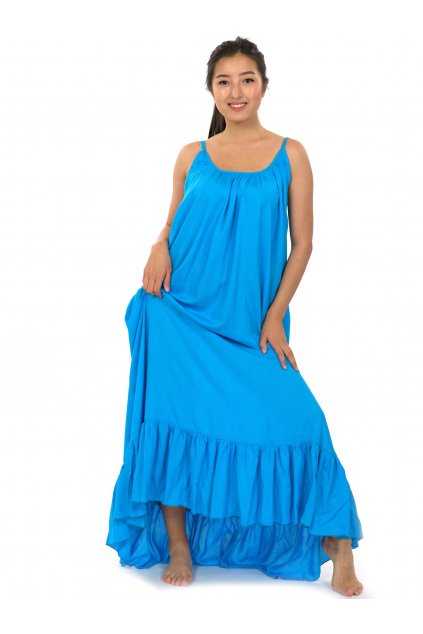 Vzdušné maxi šaty Monoi - modrá