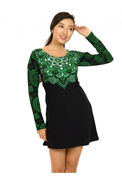 Tunika/šaty Laulima - černá se zelenou