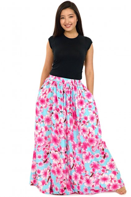 Maxi sukně s kapsami Sakura - tyrkysová