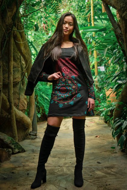 Tunika šaty Noelani černá s barvami (3)