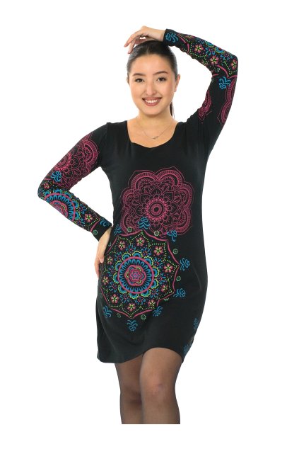 Šaty Noelani - černá s barvami