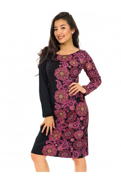 Šaty Matira - černá s růžovou