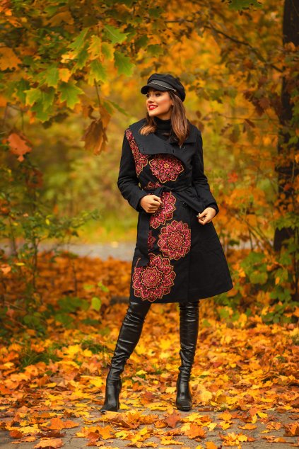 Podzimní zimní kabát Himalaya černá s růžovou (1)