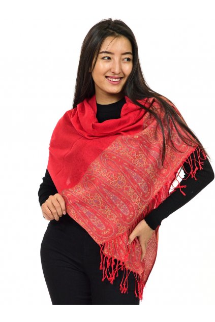 Šátek pašmína Nepal - červená