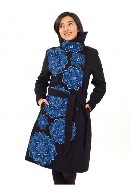 Podzimní/zimní kabát Himalaya - černá s modrou