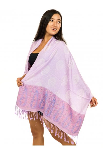 Šátek pašmína Nepal - šeříková