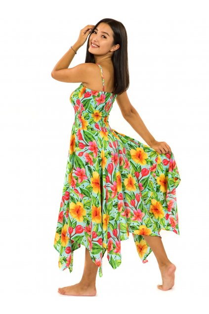 Šaty-sukně 2v1 Dawa Maui - tyrkysová s barvami