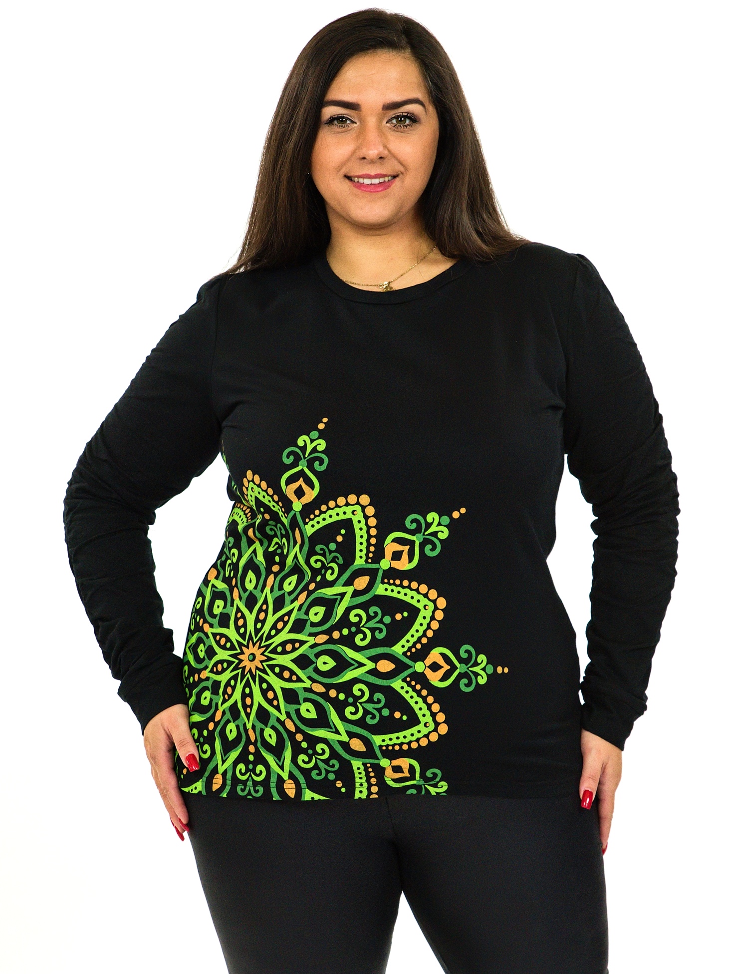 Himalife Mikina Aisha - černá se zelenou Velikost: 4XL