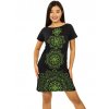 Šaty s krátkým rukávem Amavi - černá se zelenou