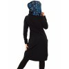 Šatomikina s maxi kapucí Nayla - černá s modrou