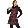 Tunika/šaty s límcem Sarita - černá s červenou