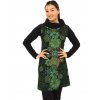 Tunika/šaty s límcem Lora - černá se zelenou