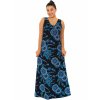 Dlouhé šaty Kayla - černá s modrou